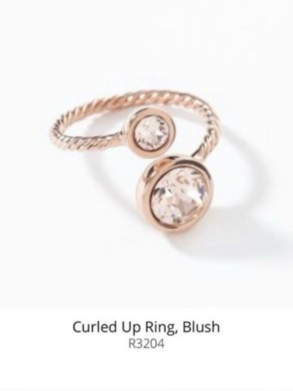 Touchstone Crystal Curled Up Ring Blush 8